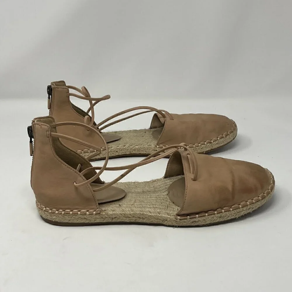 Eileen Fisher espadrille leather flats 8 women nude peach